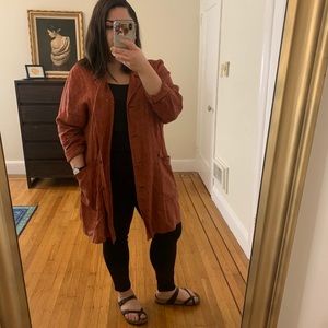 FLAX linen burnt orange / rust Duster Jacket Dress